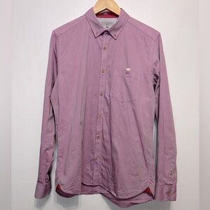 Ted Baker London Size 4 Men’s Casual‎ Long Sleeve Button Down Burgundy